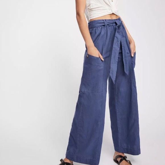 Free People Pants - FREE PEOPLE Wide Leg Palazzo Linen Pants FLAWED